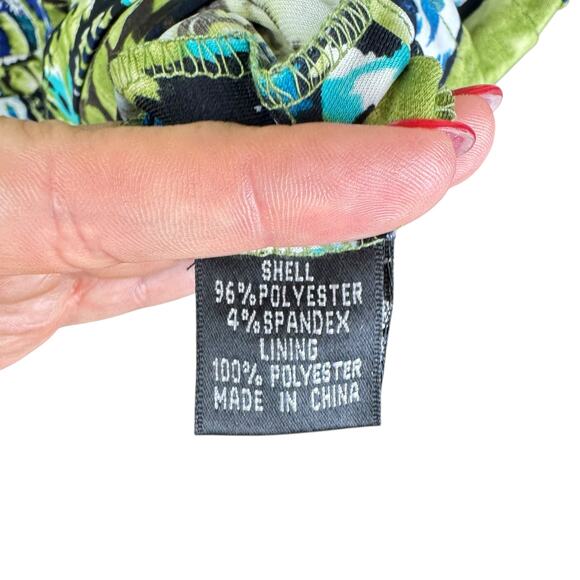 Adrianna Papell NWT Banded Jersey Green Colorful Print Layered Sheath Dress - Picture 11 of 13